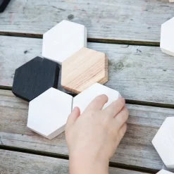Wooden Hexagon Loose Parts Patterning Tiles
