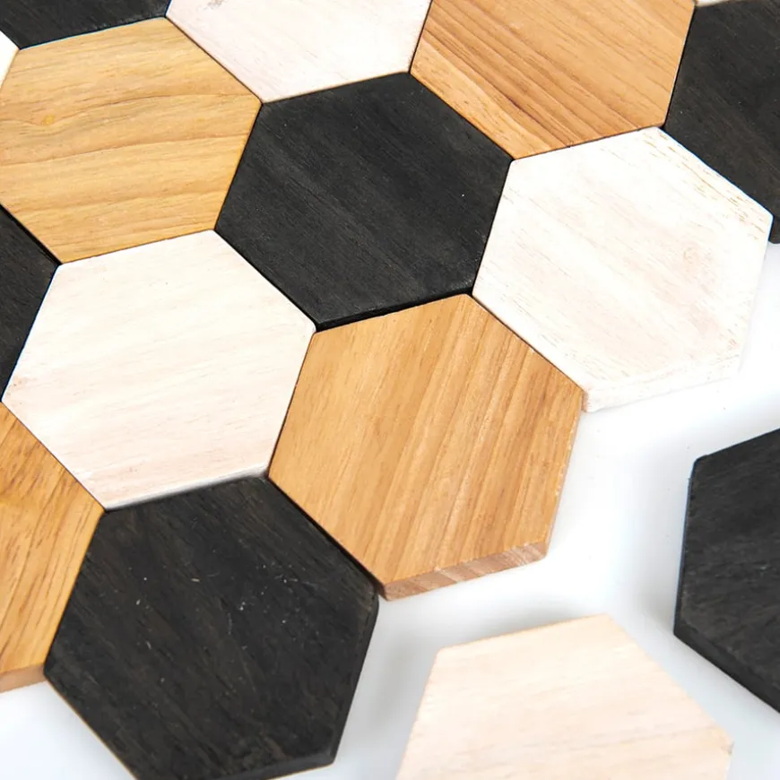 Wooden Hexagon Loose Parts Patterning Tiles