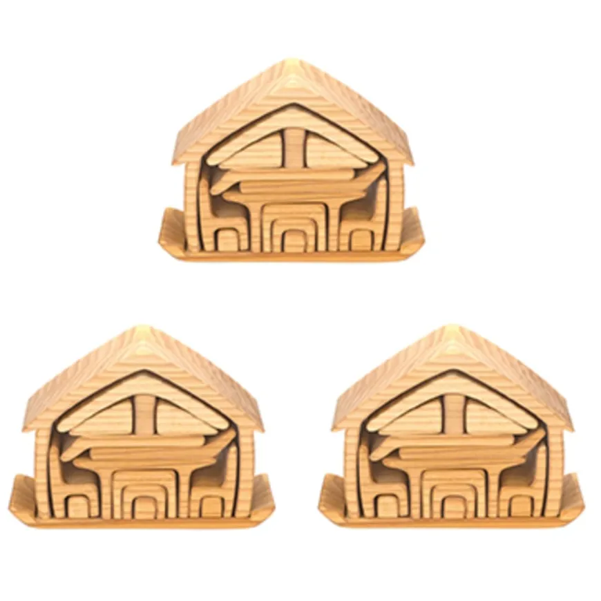 Wooden Nesting Houses 3pk