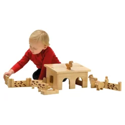 Wooden Pig and Sheep Small World Farm Barn