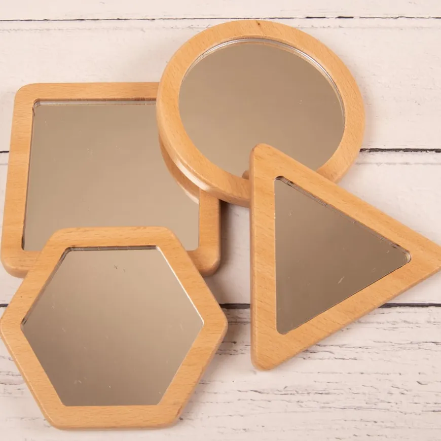 Wooden Shape Mirrors 4pk