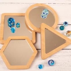 Wooden Shape Mirrors 4pk