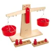 Wooden Tabletop Scales and 8 Weights