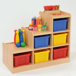 Wooden Tiered Tray Storage Unit