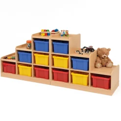 Wooden Tiered Tray Storage Unit