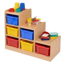 Wooden Tiered Tray Storage Unit