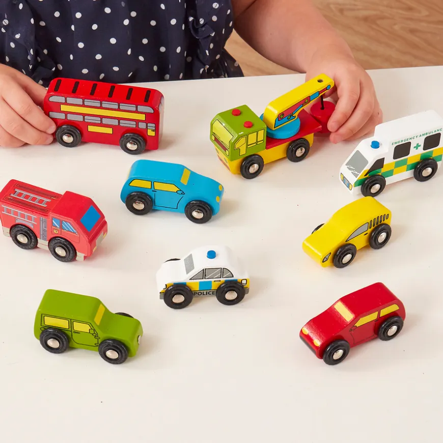Wooden Transport Vehicles 9pk