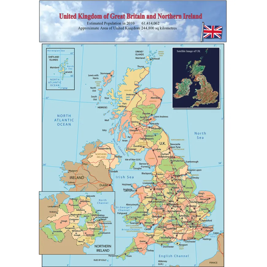 World Europe and UK Maps Set A3