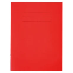 9''x7'' Exercise Book 8mm Ruled Margin Red 80pg 25pk